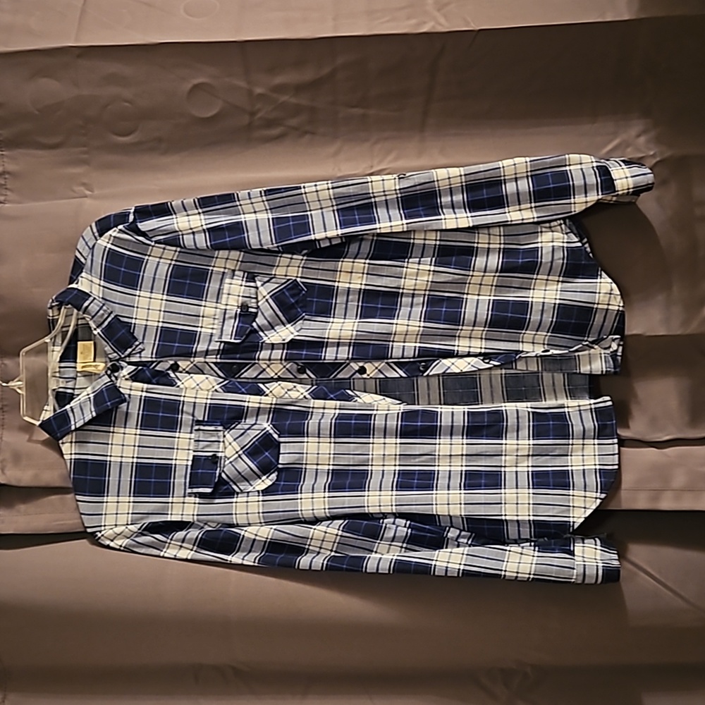 Passport Plaid button down shirt. Size XL